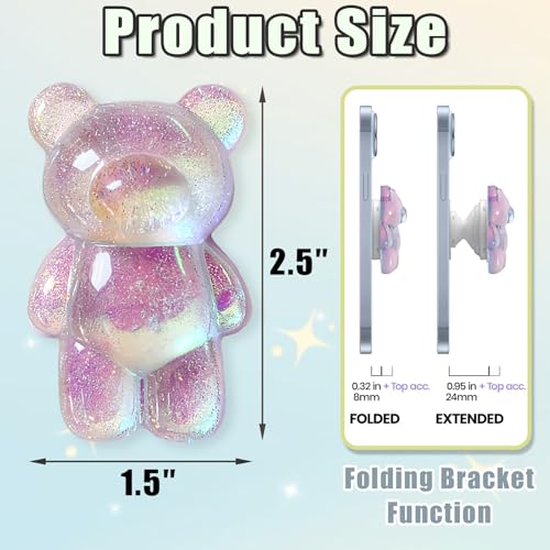 3D Gummy Bear Phone Grip Stand Cute Gummy Bear Style Expandable Collapsible Mobile Phone Grip Stand Holder Comfortable to Hold Phone Grips for Smartphone & Tablet Cell Phone (Purple) - color: Purple