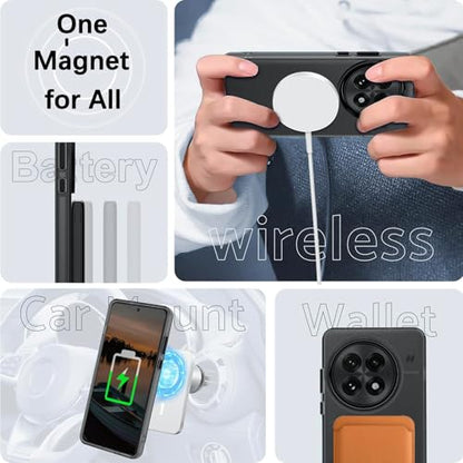 GUAGUA for OnePlus 13 Case [Compatible with MagSafe] Translucent Matte Back Shockproof Slim Fit Drop Proof Protection Anti-Fingerprint Cover Phone Case for OnePlus 13 5G 2025, Black