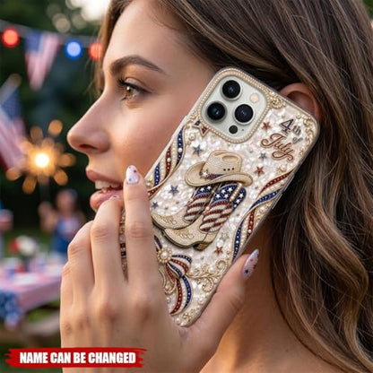 4th of July, Personalized Clear Phone Case, Present for Patriotic Lovers Custom USA Flag Smartphone Cover Unique Summer Accessory Accessories