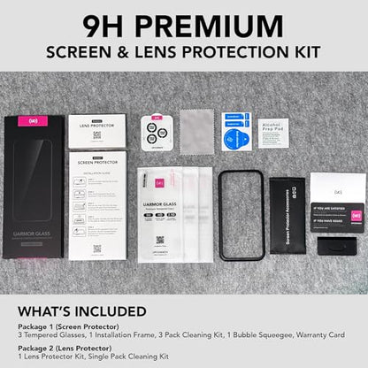 UARMOR Glass 3 Pack Screen Protector & 1 Pack Camera Lens Protector for iPhone 16 Plus (6.7 Inch) 9H Tempered Glass with Easy Installation Kits (Clear) - size: iPhone 16 Plus