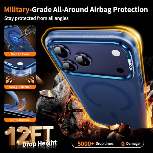 Slim Fit for iPhone 17 Pro Max Case [Compatible with Magsafe] Camera Control [Military Grade Protection], Translucent Matte Soft Touch Shockproof Protective Magnetic Phone Cover,Frosted Blue - color: Blue