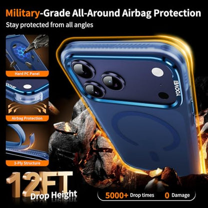 Slim Fit for iPhone 17 Pro Max Case [Compatible with Magsafe] Camera Control [Military Grade Protection], Translucent Matte Soft Touch Shockproof Protective Magnetic Phone Cover,Frosted Blue - color: Blue