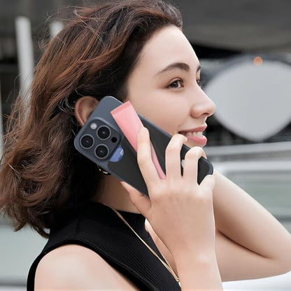 DOB SECHS Large Silicone Lip Holder with Card Holder Compatible with Summer Fridays, Tower 28, Laneige Lipstick Lip Glaze Phone Case Back Stick On Holder for iPhone and Android Smartphones, Black - color: Black, size: Large