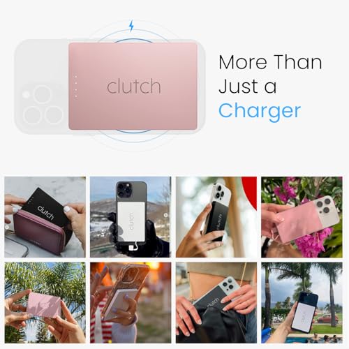 Clutch Pro – World's Thinnest Portable Charger – USB-C Power Bank 5000mAh – Magnetic Built-in Cable – TSA Approved Travel Charger – iPhone 15/16/17 & Android – Pink - color: Pink