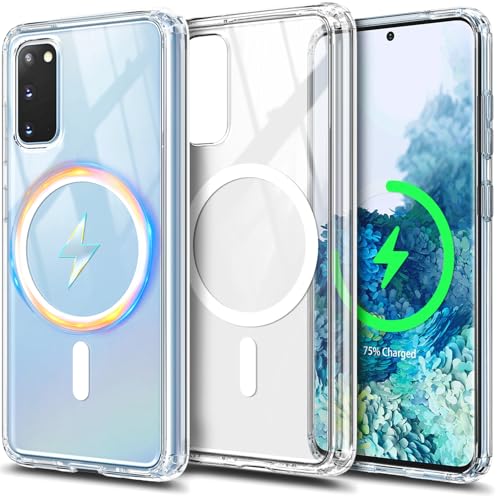 YZB Magnetic for Samsung Galaxy S20 & S20 5G Case, Clear | Compatible with MagSafe | Slim Fit Lightweight Shockproof, Military-Grade Protection, Yellowing Resistant Scratch-Resistant Back - color: Crystal Clear, size: Galaxy S20