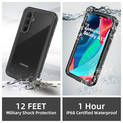 for Samsung Galaxy A55 5G Waterproof Case with Built-in Screen Protector-Rugged Full Body Dustproof Shockproof Drop with Cell Phone Ring Holder for Samsung A55 5G Phone Case Red