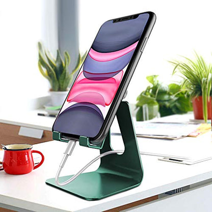 CreaDream Aluminum Cell Phone Stand, Adjustable Phone Holder for Desk - color: Turquoise Green