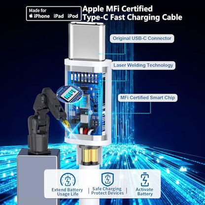 Apple MFi Certified iPhone 17 Car Charger 3Port 67W USB-C&USB-A Car Charger - color: Bright Silver