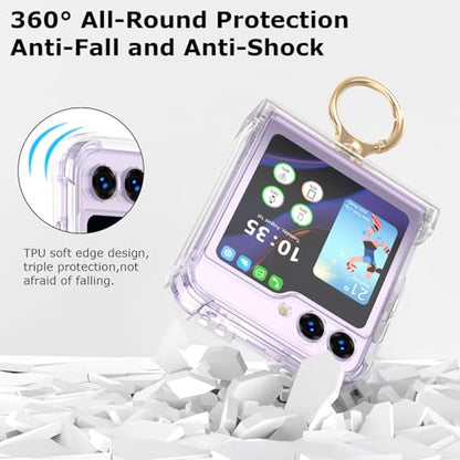 Case for Samsung Galaxy Z Flip 6 Case with 2 pcs Screen Protector Ring Shockproof Kickstand Hinge Protection Compatible with Magsafe Phone Cover for Samsung Galaxy Z Flip 6 5G(Lucency) - color: Lucency