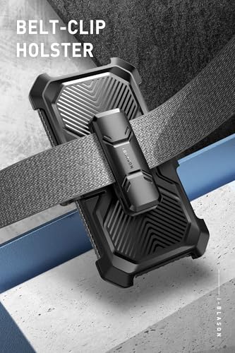 i-Blason Armorbox for Samsung Galaxy S24 FE Case with Stand & Belt-Clip [Built-in Screen Protector] [Military Protection] Full-Body Rugged Bumper Shockproof Phone Case with Kickstand (Black)