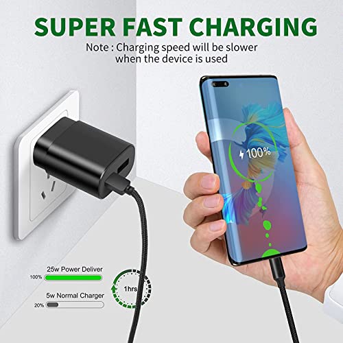 25W Dual Port Super Fast Charger Type C Wall Plug Adapter Quick Charging Block Compatible with Samsung Galaxy S22/ S22 Plus/ S21/ S21 Ultra/Z Fold 3 5G /S20 /Note20 /iPhone 13/13 Pro/Pro Max