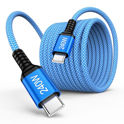 10FT 240W USB C to USB C Cable for iPhone 17e/17 Pro Max/17 Pro/17/16 Pro - color: Blue
