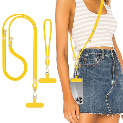 Hovmwey Phone Lanyard Crossbody, Hand Wrist Strap Lanyard with 2 Phone Tethers, Adjustable Anti Theft Phone Strap Neck Lanyard for Keys ID Badges Phones Wallet, Pineapple - color: Pineapple