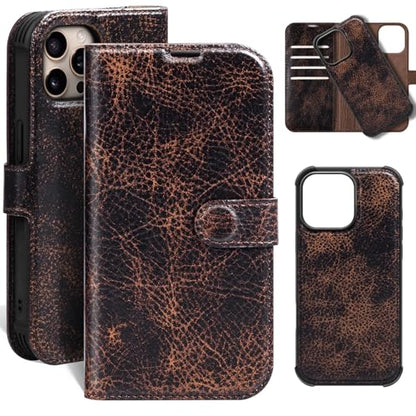 Leather Case Compatible with iPhone 14 Pro Max Wallet 6.7" | Genuine Leather 2-in-1 Magnetic Detachable Shockproof,Flip Folio Cover with Card Slot,Wireless Charging RFID Blocking Coffee - color: Brown Coffee, size: 6.7"-14 Pro Max