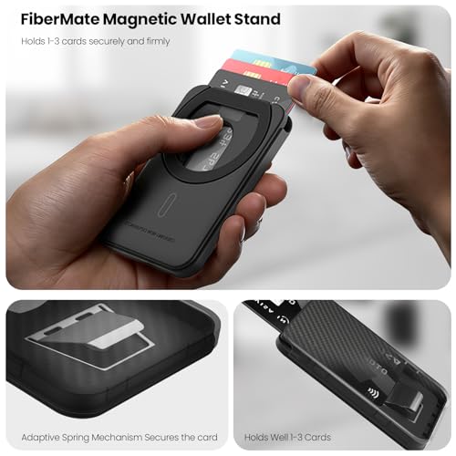 Nillkin MagSafe Wallet with Stand | Slim 3 Cards Holder | Aramid Fiber | RFID Blocking | for Men Credit Card | Phone Wallet for iPhone 17 Pro /16/15/14/13 and Most Magnetic Device (Black)