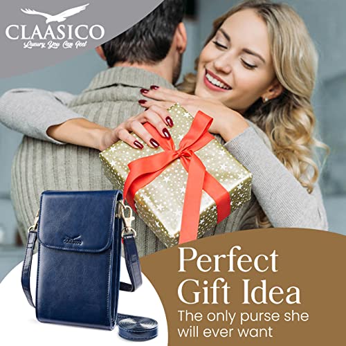 Classico Small Crossbody Phone Purse for Women - Crossbody Bag Wallet for Phone, Cards, Accessories - color: Navy Blue