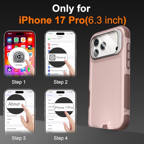Follaroma Magnetic for iPhone 17 Pro Case with Camera Stand, Light Brown | Built-in Glass Camera Cover,Compatible with MagSafe,Heavy Duty Shockproof Protective,Military-Grade Anti-DropDual Layer Cover - color: Brown Pink, size: iPhone 17 Pro 6.3''