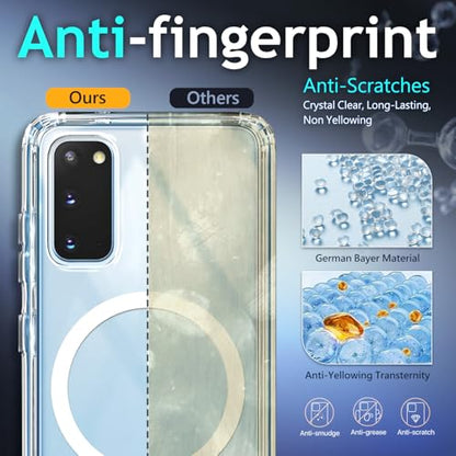 YZB Magnetic for Samsung Galaxy S20 & S20 5G Case, Clear | Compatible with MagSafe | Slim Fit Lightweight Shockproof, Military-Grade Protection, Yellowing Resistant Scratch-Resistant Back - color: Crystal Clear, size: Galaxy S20