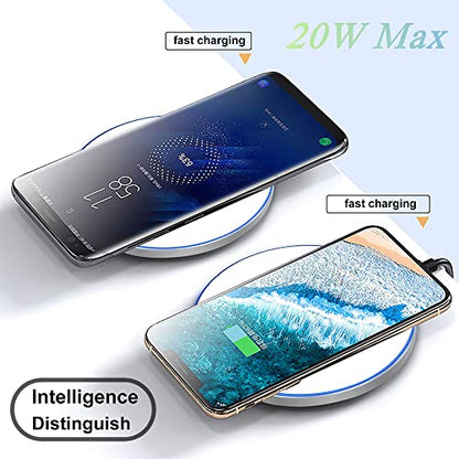 Fast Wireless Charger,25W Wireless Charging Induction Pad for iPhone 18/Duo - color: Mirror White