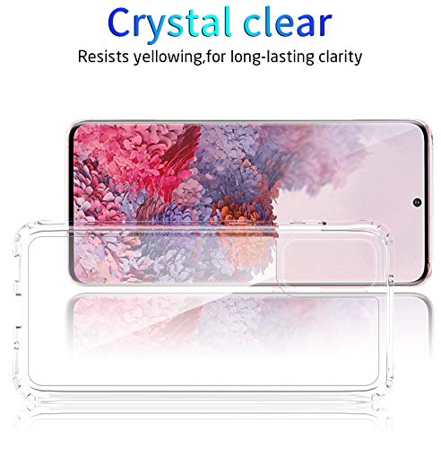for Samsung Galaxy S20 Clear Case Anti-Yellowing TPU & PC Back Cover with Camera Protection, Wireless Charging Compatible