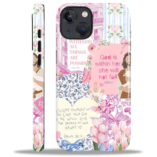 Case Designed for iPhone 14 Plus, Hybrid 2-Layer Case, Military-Grade Protection Durable Shockproof Anti-Scratch Phone Case, Pink Blue Jesus Collage - color: A Pink Blue Jesus Collage, size: Iphone 14 Plus