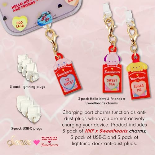 Sonix x Sanrio Dust Plugs - USB C + Lightning Compatible - Charging Port Charms (3 Pack) | Hello Kitty and Friends x Sweethearts - Cinnamoroll, Pochacco, Pompompurin - color: Sanrio x Sweethearts - Cinnamoroll, Pochacco, Pompompurin