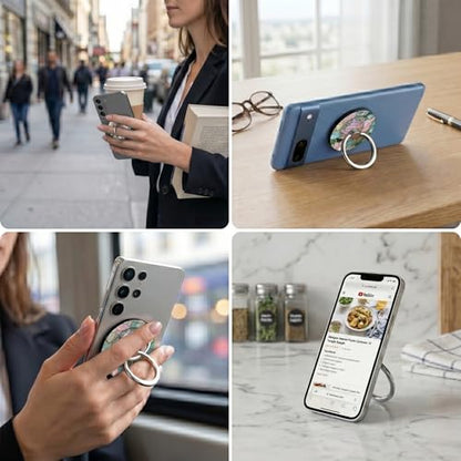 Magnetic Phone Ring Holder with MagSafe, 360° Rotation Super Magnet Finger Grip Removable Kickstand, Cute Stained Glass Floral Designed Stand for iPhone 17 16 15 14 13 12 Pro Max Plus, Lily - color: Lily