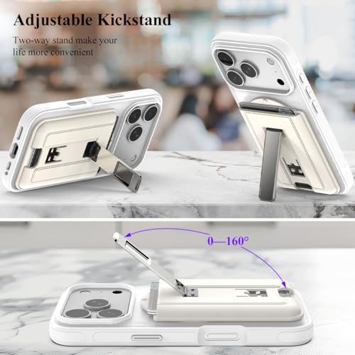 Nvollnoe for iPhone 17 Pro Case with Card Holder & Screen Protector, Compatible with Magsafe, Built-in Kickstand, Detachable Magnetic Wallet Case for iPhone 17 Pro(Clear) - color: Clear