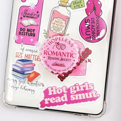 Cute Pink Round Expandable Collapsible Grip, for with Kindle E-Readers, iPhones and Smartphones,Rotating Folding Elastic Base, A Gift for Book Lover - color: ROMANTIC
