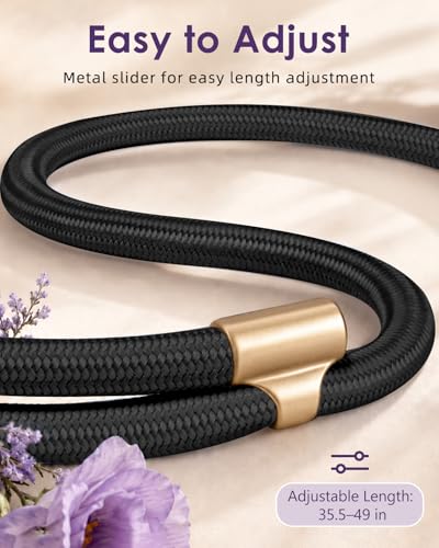 Swooflia Cell Phone Crossbody Lanyard for Women - Adjustable, Lightweight Strap with Tether Tabs for Travel Hiking Hands-Free - color: Wide Shoulder Black