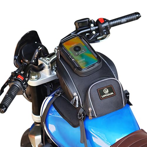Motorcycle Tank Bag Magnetic, Featuring an Touch Screen Cell Phone Bag up to 7.2 Inch, Universal Gas Oil Fuel Tank Bag with Waterproof Cover & 3 Magnets & 4 Straps & 1 Shoulder Strap - style: Tank Bag