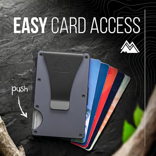 Mountain Voyage Minimalist Wallet for Men - Slim RFID Wallet, Scratch Resistant, Credit Card Holder & Money Clip, Easily Removable Money & Cards (Gunmetal Titanium) - color: Gunmetal Titanium