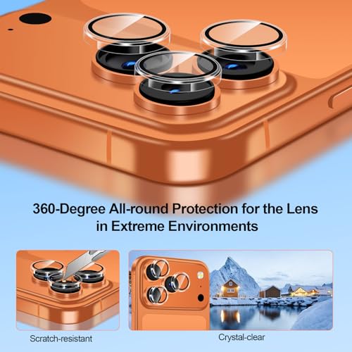 QHOHQ [1-Second Auto-Install] 3 Pack Screen Protector for iPhone 17 Pro Max [6.9 Inch] + 1 Set Camera Lens Protector, 9H+ Shatterproof Tempered Glass, [12FT Military Grade Protection], Case Friendly - size: iPhone 17 Pro Max 6.9 Inch