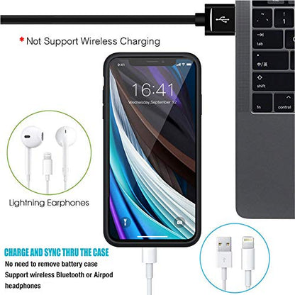 Battery Case for iPhone 12 Mini, Full Encircle 6000mAh Ultra-Slim Rechargeable Portable Charging Cover Extended Battery Pack Compatible with iPhone 12 Mini (5.4 inch) Charger Case with Carplay-Black