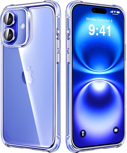 Mkeke for iPhone 16 Case Clear, [Not Yellowing] [16FT Military-Grade Drop Protection], Slim Clear iPhone 16 Case for Apple iPhone 16 with Shockproof Bumper 2024 - size: for iPhone 16 Case 6.1"