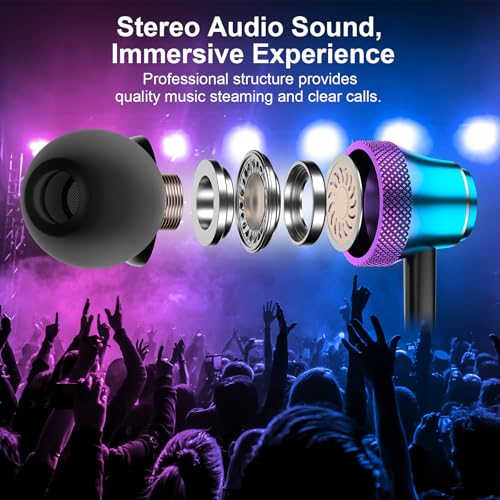 USB C Headphone Wired Earbuds for Samsung S26 Ultra S25 FE S23 A17 A16 A36 - color: Purple Blue