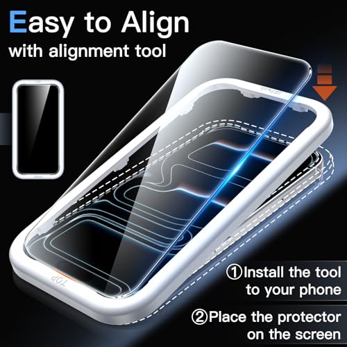 JETech Screen Protector for iPhone 17 Pro Max, 3-Pack | 9H Tempered Glass, HD Clear, Anti-Scratch Protection, Easy Installation Tool - size: iPhone 17 Pro Max