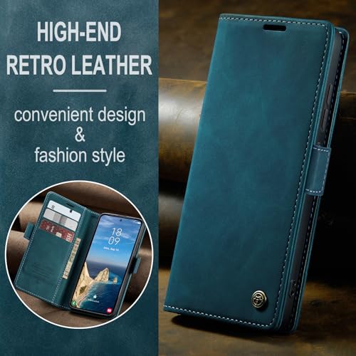 Compatible with Samsung Galaxy S26 Ultra Case with Card Holder, Kickstand Protective Flip Folio Leather Wallet Case for Galaxy S26 Ultra 5G 6.9 inch (Blue) - color: Blue, size: S26 Ultra 6.9 Inch