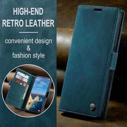 Compatible with Samsung Galaxy S26 Ultra Case with Card Holder, Kickstand Protective Flip Folio Leather Wallet Case for Galaxy S26 Ultra 5G 6.9 inch (Blue) - color: Blue, size: S26 Ultra 6.9 Inch