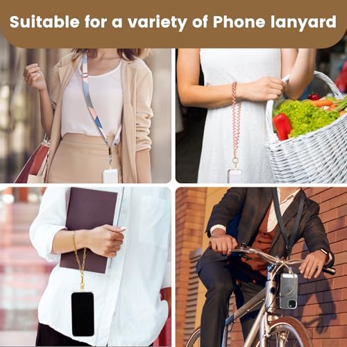 OUTXE Phone Tether Tab Rotatable 360°, 4 Pack Phone Lanyard Patch for Phone Strap Compatible iPhone & Other Cell Phone (White) - color: White