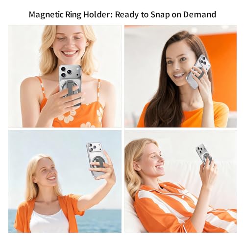 2-in-1 Magnetic Phone Grip & Stand for iPhone 15/16/17 Pro Max,Samsung Galaxy S26 Ultra, Pixel 10 – Hands-Free Holder for TikTok, Netflix, Video Calls, MagSafe Compatible (Gray) - color: Gray