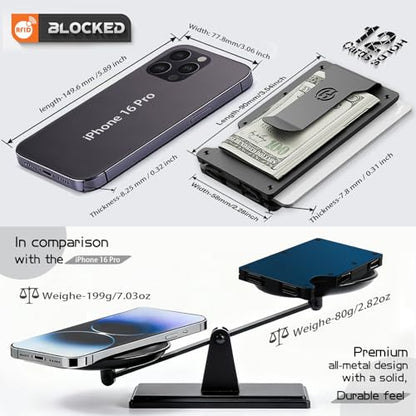Compatible with MagSafe Wallet, Slim Wallet for Men with Money Clip, Rfid Blocking Metal Card Holder, Minimalist Magnetic Wallet Compatible with iPhone 16/15/14/13/12 Series - Classic Black - color: Black, style: Compatible With Magsafe