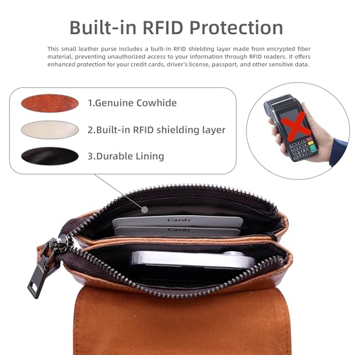 Iswee Rfid Blocking Small Crossbody Bag for Women Travel Classic Style | Genuine Leather,Adjustable Shoulder Strap,Fits 6.9" Phone,Anti-Theft Purse,Perfect for Daily Use and Weekend Travel - color: Light Brown