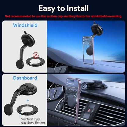 DOLYOFG Magnetic Phone Holder for Car, [ Powerful Magnets & Military-Grade Suction] Car Phone Holder Mount Dashboard Windshield Cell Phone Holder Phone Stand for Car iPhone Android Automobile Cradle - color: Black