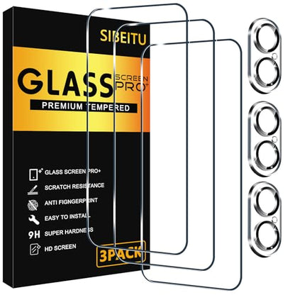 SIBEITU Screen Protector for iPhone 16 Plus 6.7 Inch Tempered Glass | 3 Pack Screen + 3 Pack Camera Lens Protector, HD Clear 9H Hardness, Scratch Resistant, Sensor Protection, Case Friendly - size: iPhone 16 Plus 6.7"