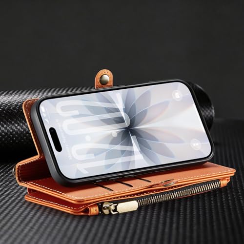 Defencase for iPhone 17 Wallet Case with RFID Blocking Card Holder, Orange - color: Orange