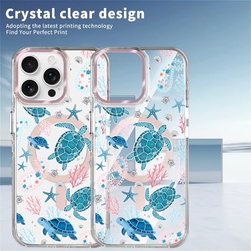 VisEnt Clear Case for iPhone 14 Pro, Magnetic Phone Case, Transparent Slim Cover, Military Grade Protection, Shockproof, Anti-Yellowing, Scratch Resistant, Sea Turtle Paisley - color: Sea Turtle Paisley, size: Iphone 14 Pro