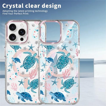 VisEnt Clear Case for iPhone 14 Pro, Magnetic Phone Case, Transparent Slim Cover, Military Grade Protection, Shockproof, Anti-Yellowing, Scratch Resistant, Sea Turtle Paisley - color: Sea Turtle Paisley, size: Iphone 14 Pro