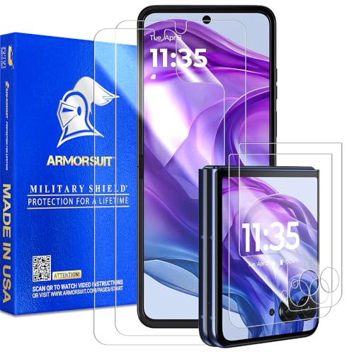 ArmorSuit 2+2 Pack Screen Protector for Motorola Razr Ultra (2025) / Razr+ Plus (2025/2024) Case Friendly MilitaryShield HD Clear Film - Made in USA - size: Razr+ (2024)
