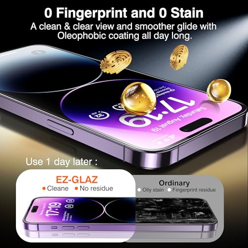 EZ-GLAZ-4+2 Pack for iPhone 14 Pro Privacy Screen Protector (6.1") - size: iPhone 14 Pro